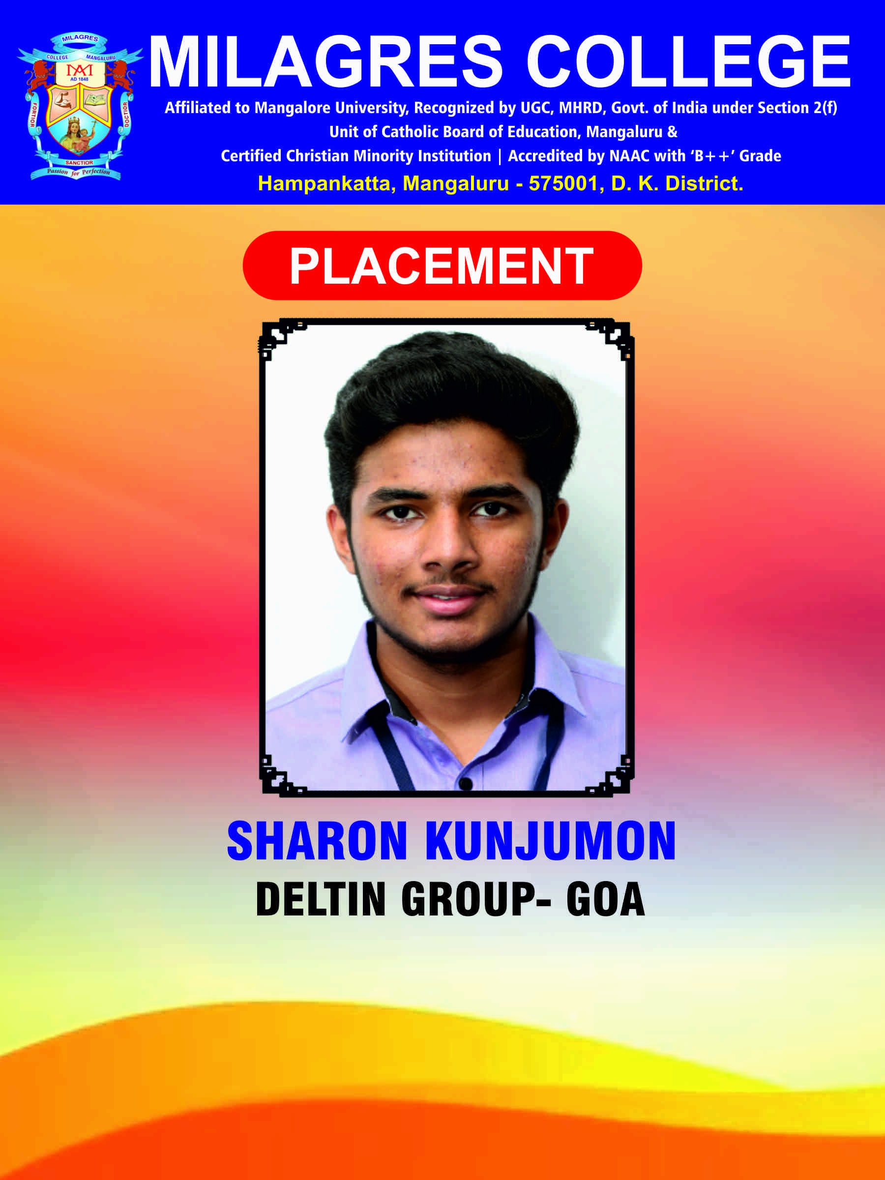 Successfully placed student